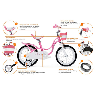 Little Swan 18" Carbon Steel Kids Bicycle with Dual Hand Brakes, Pink (Open Box) - VMInnovations