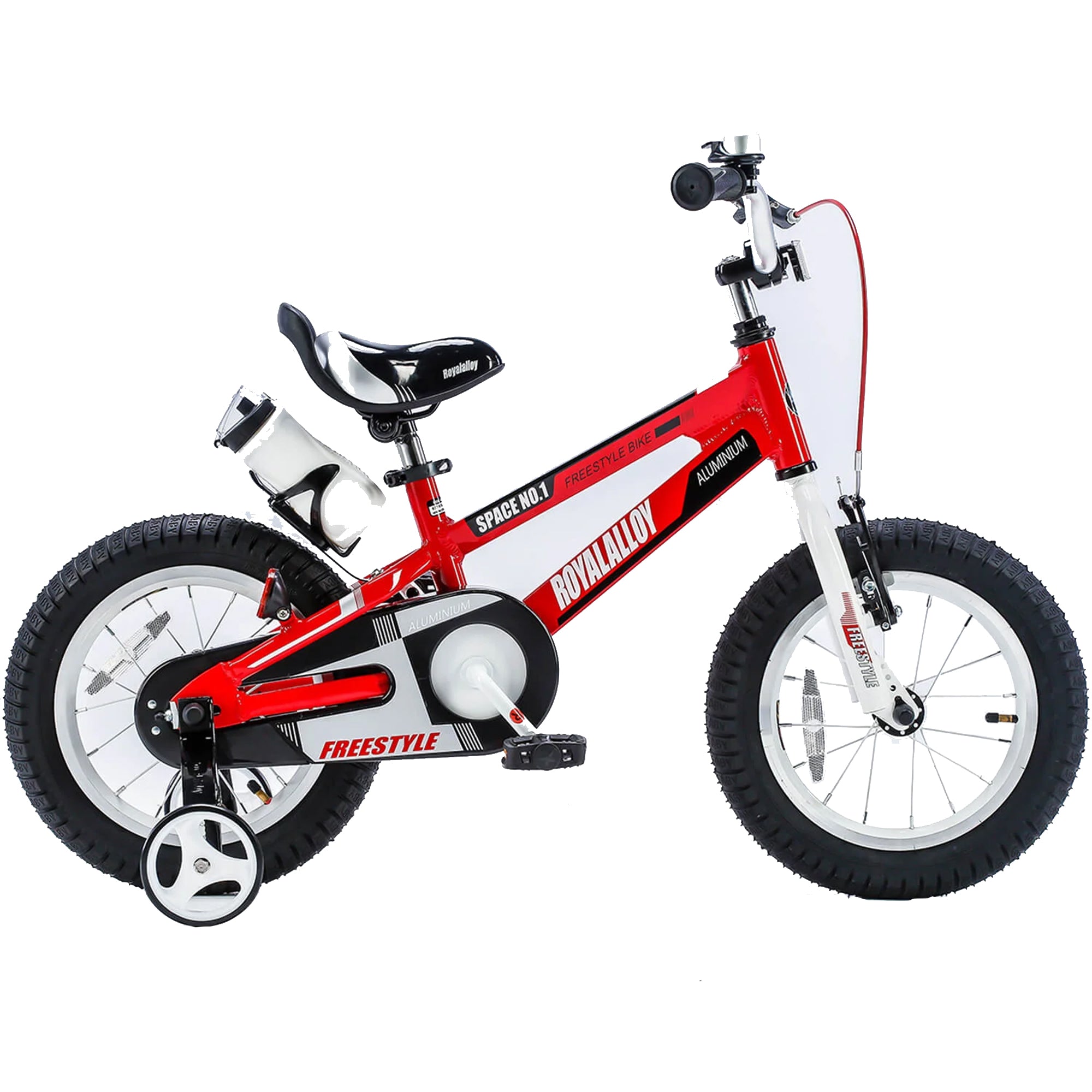 RoyalBaby No. 1 Freestyle 14" Kids Bike w/Training Wheels & Bottle,Red(Open Box) - VMInnovations