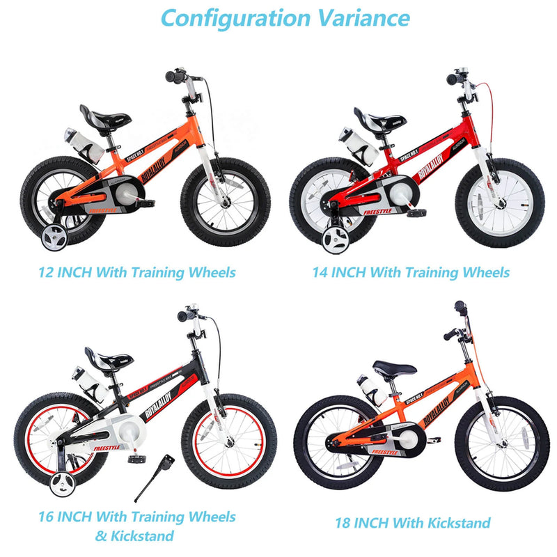 RoyalBaby No. 1 Freestyle 14" Kids Bike w/Training Wheels & Bottle,Red(Open Box)