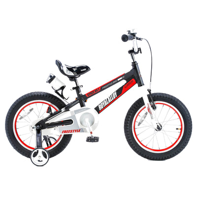 RoyalBaby Freestyle 16" Bike, Training Wheels & Kickstand,Black (Open Box)