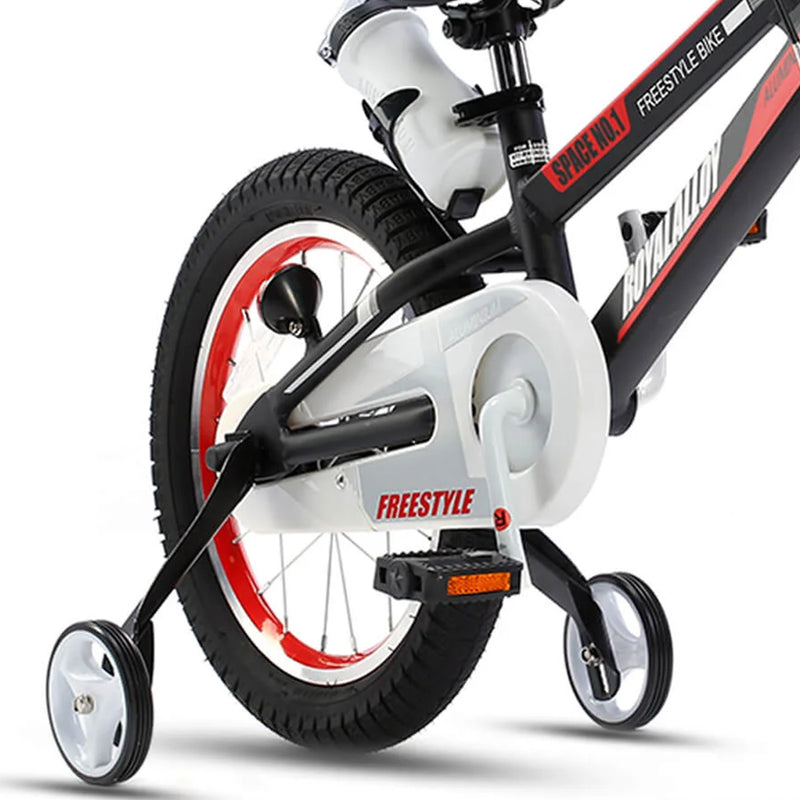 RoyalBaby Freestyle 16" Bike, Training Wheels & Kickstand,Black (Open Box)