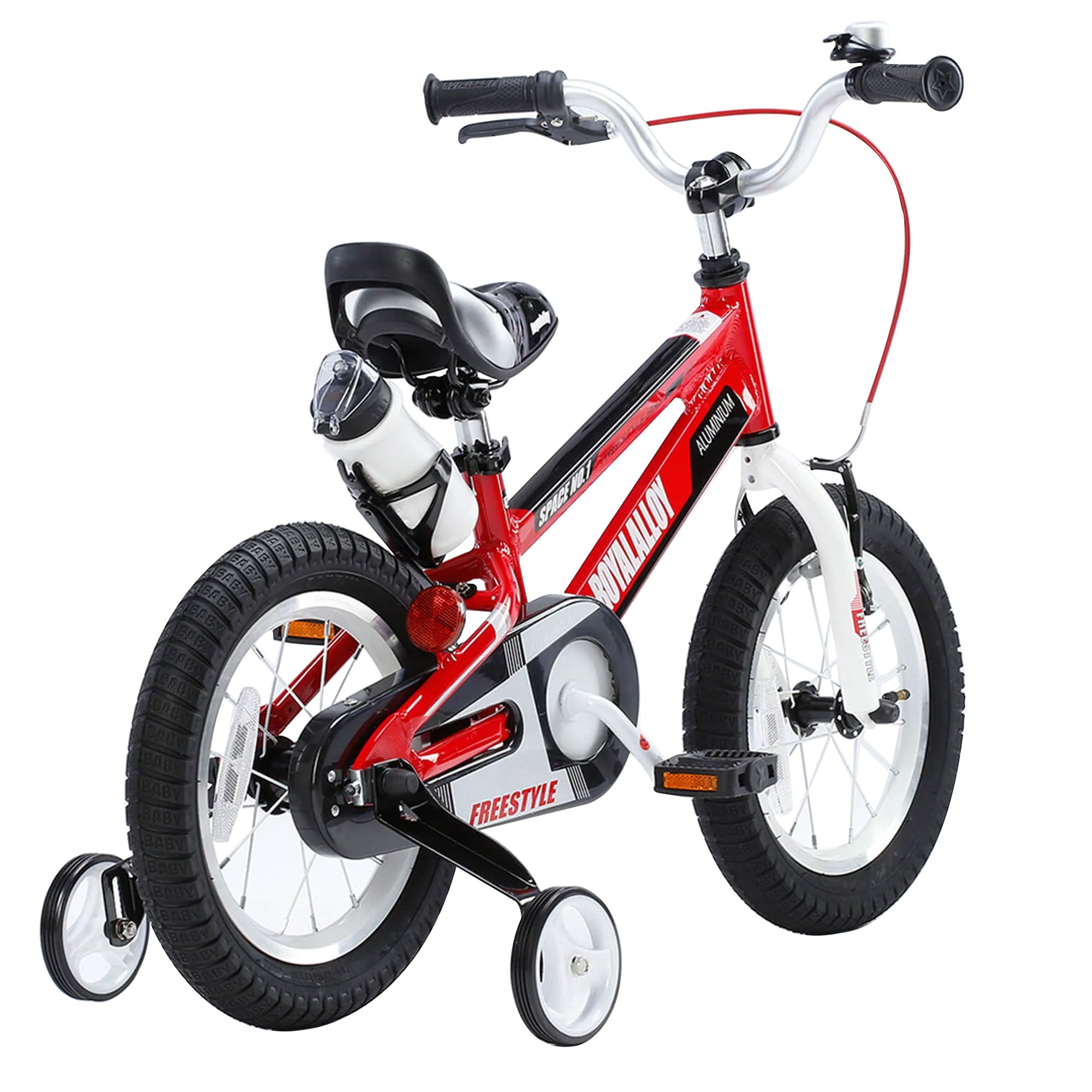 RoyalBaby Space No. 1 Freestyle 16" Kids Bike w/Training Wheels & Kickstand, Red - VMInnovations