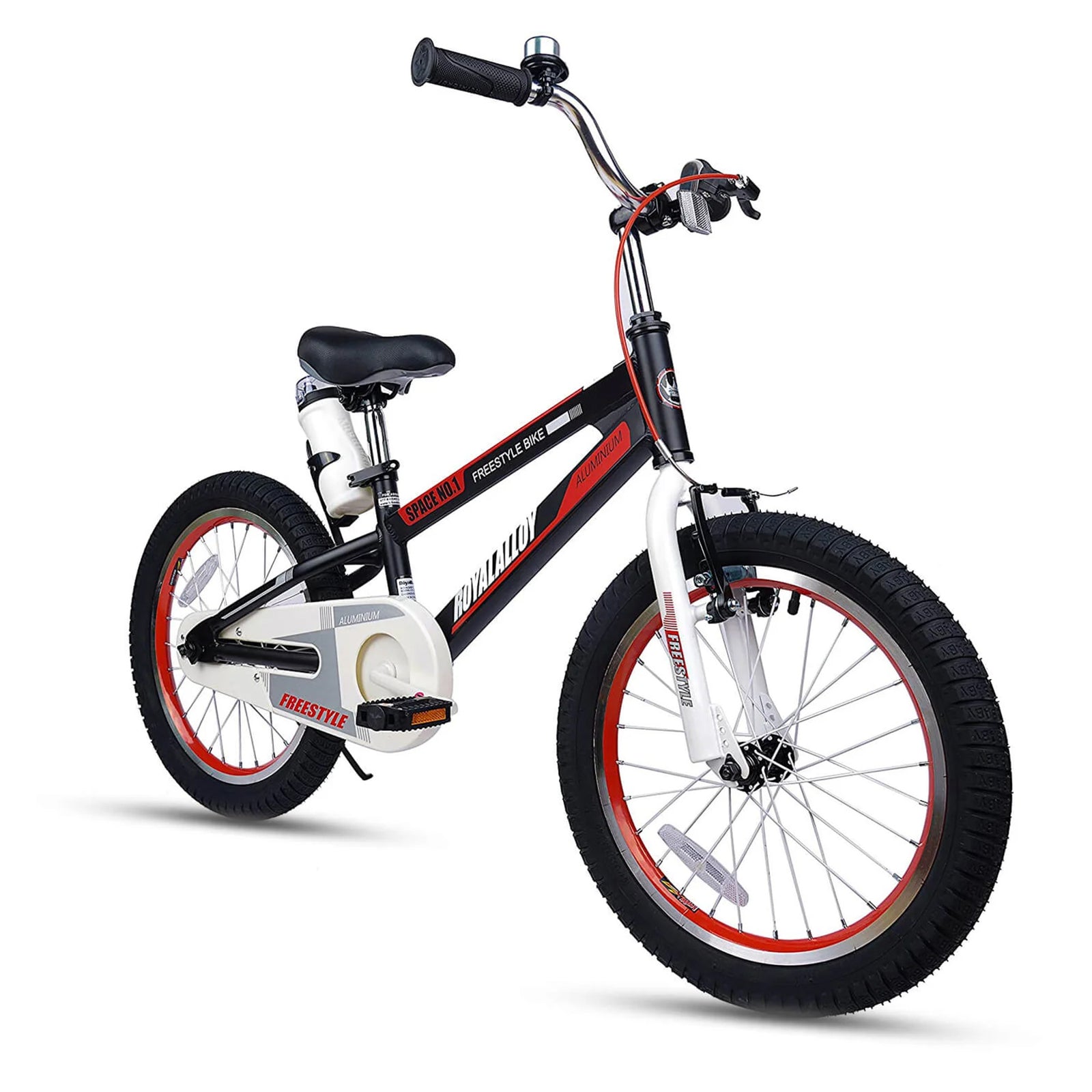Space No. 1 Freestyle 18" Kids Bike w/Kickstand & Water Bottle, Black (Used) - VMInnovations