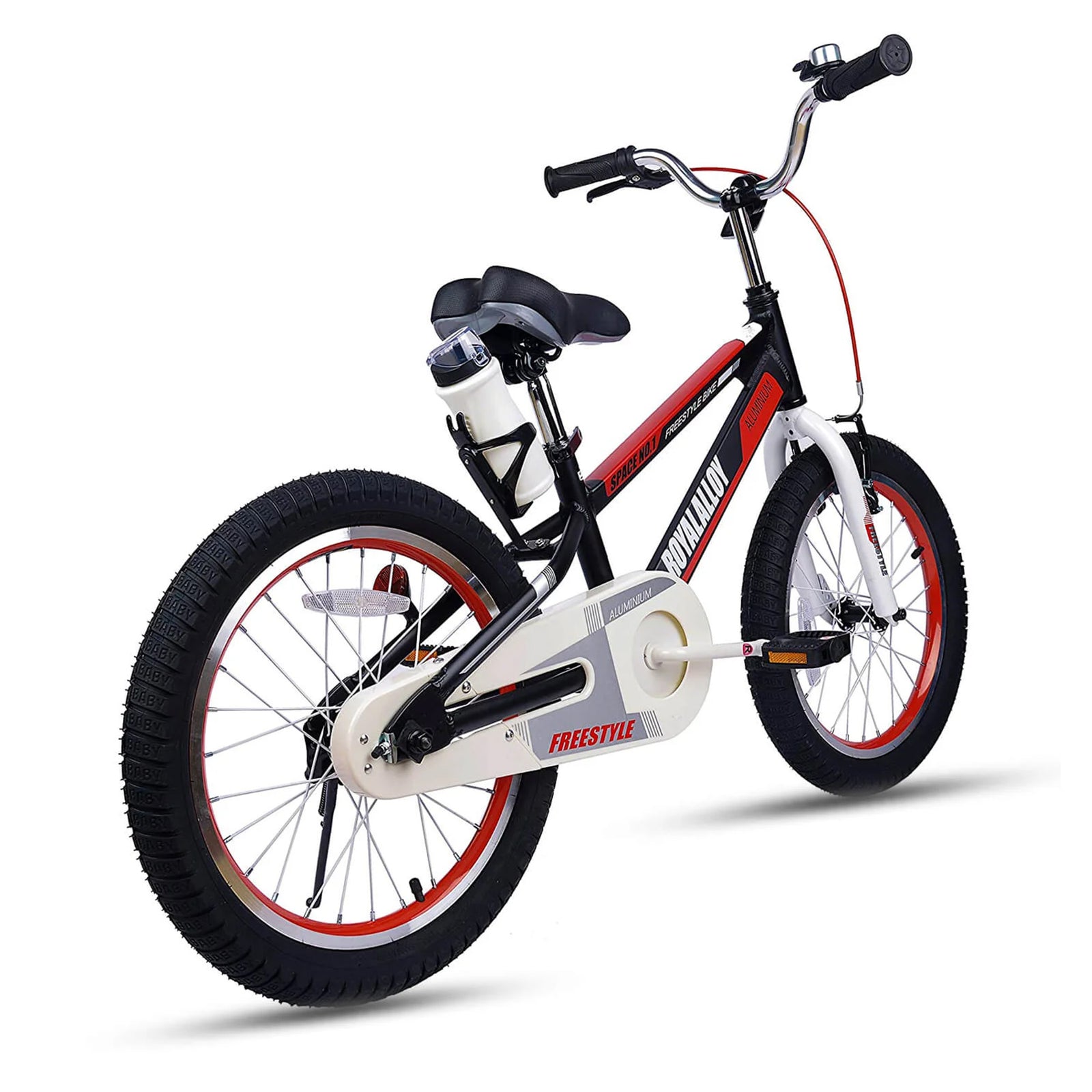 RoyalBaby Space No. 1 Freestyle 18" Kids Bike w/Kickstand & Water Bottle, Black - VMInnovations