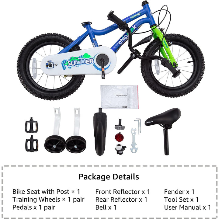 RoyalBaby Chipmunk 14" Kids Bike with Training Wheels & Bell, Blue (For Parts) - VMInnovations