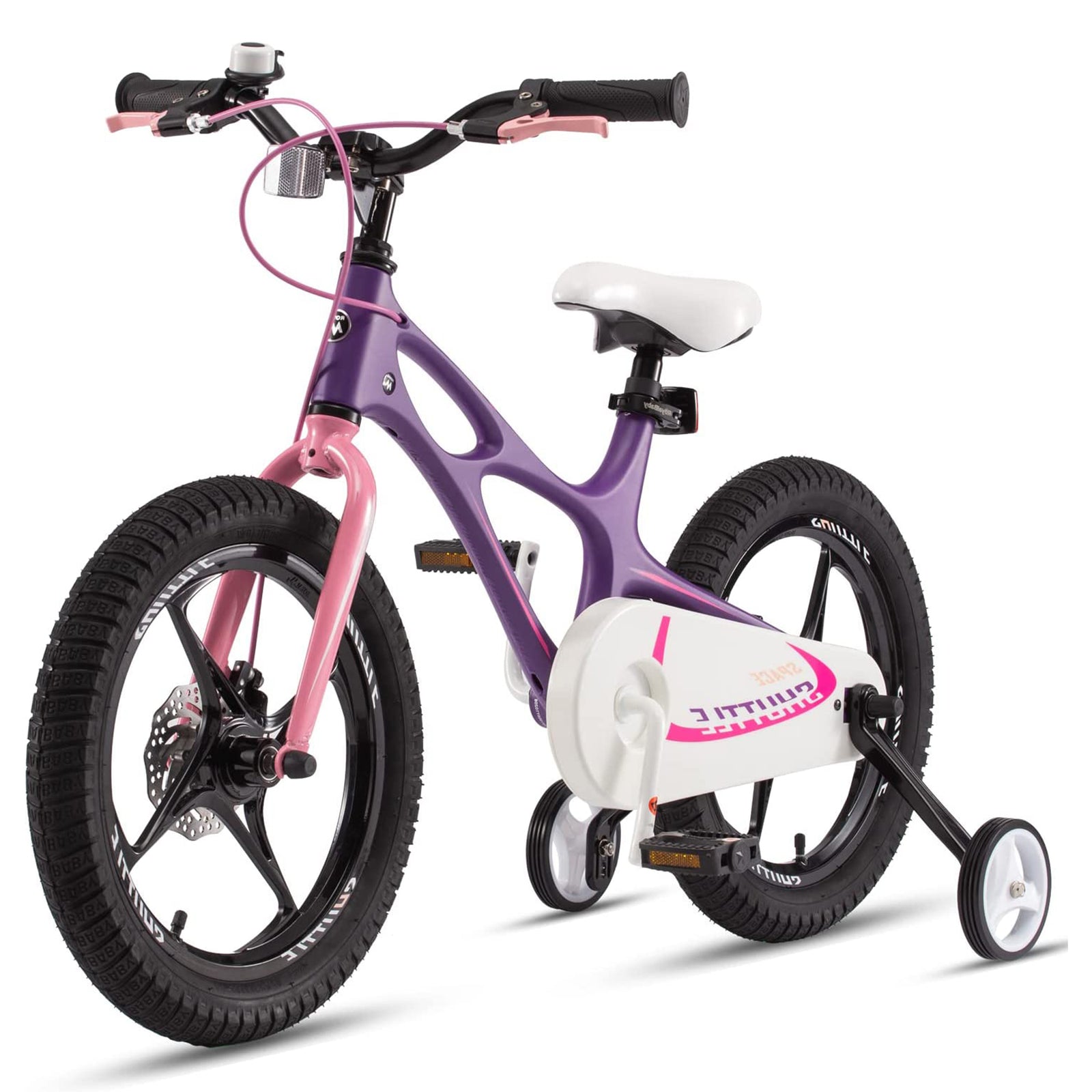 RoyalBaby Space Shuttle 14" Magnesium Alloy Kids Bike w/ Training Wheels, Purple - VMInnovations