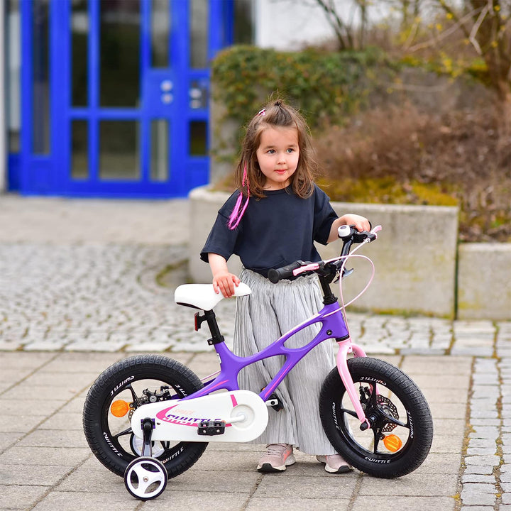 RoyalBaby Space Shuttle 14" Alloy Kids Bike w/Training Wheels, Purple (Used)