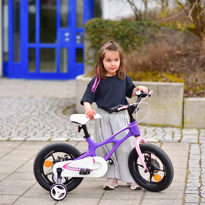 RoyalBaby Space Shuttle 14" Alloy Kids Bike w/Training Wheels, Purple (Open Box)