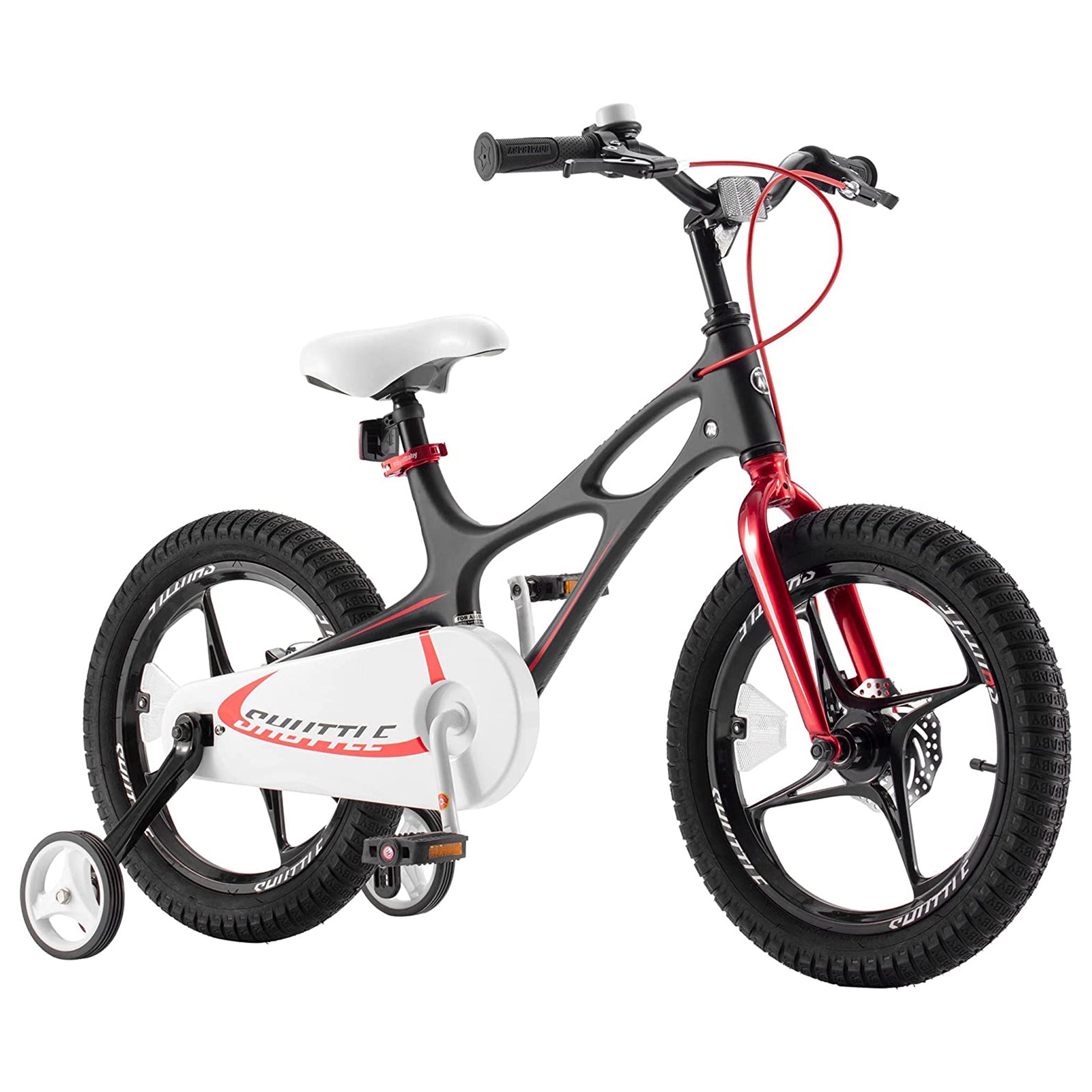 RoyalBaby Space Shuttle 16" Alloy Kids Bike w/Training Wheels, Black (Open Box) - VMInnovations
