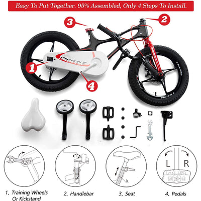 RoyalBaby Space Shuttle 16" Mag. Alloy Kids Bike w/Training Wheels, Black (Used)