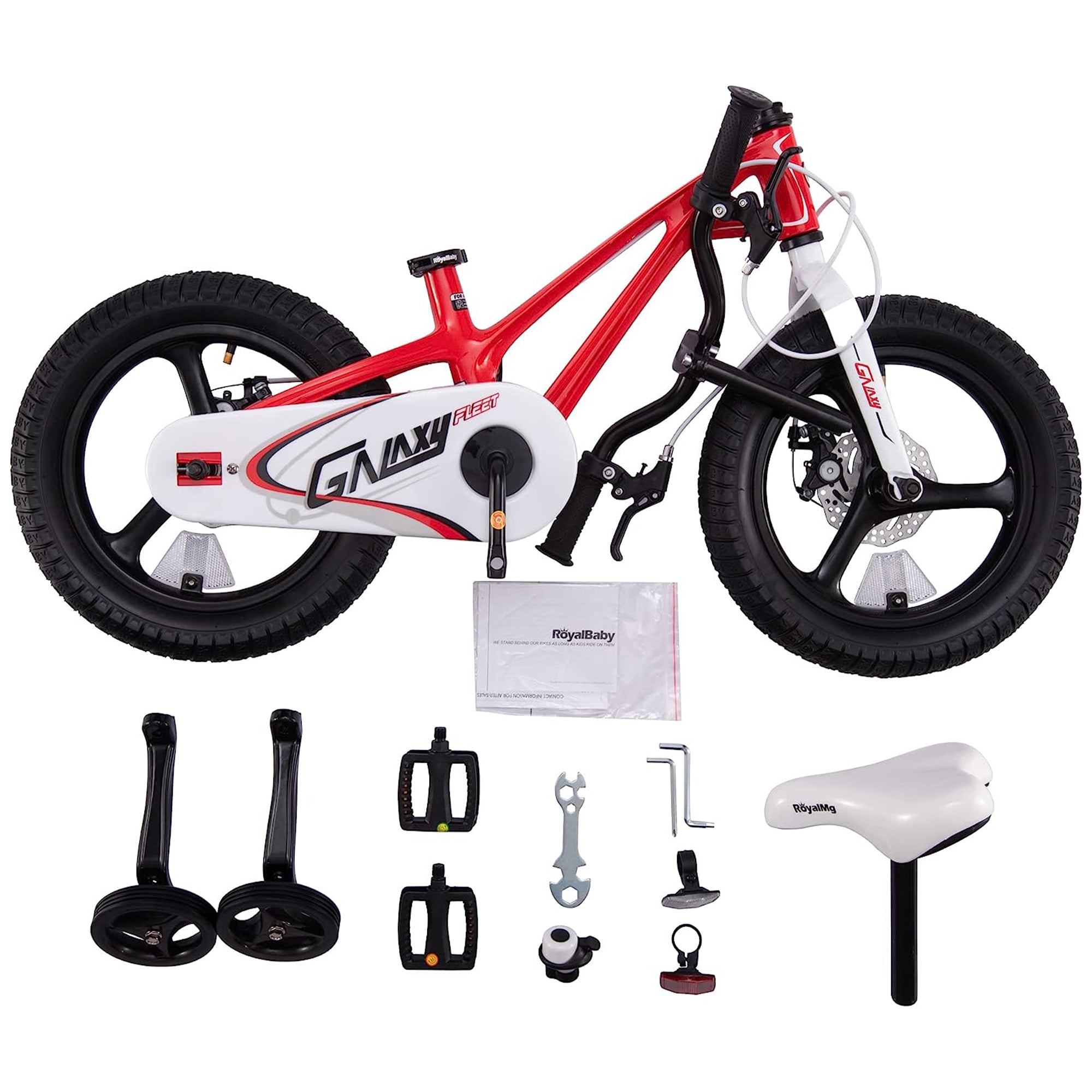 RoyalBaby Galaxy Fleet 16 Inch Kids Bicycle with Training Wheels, Red (Open Box) - VMInnovations