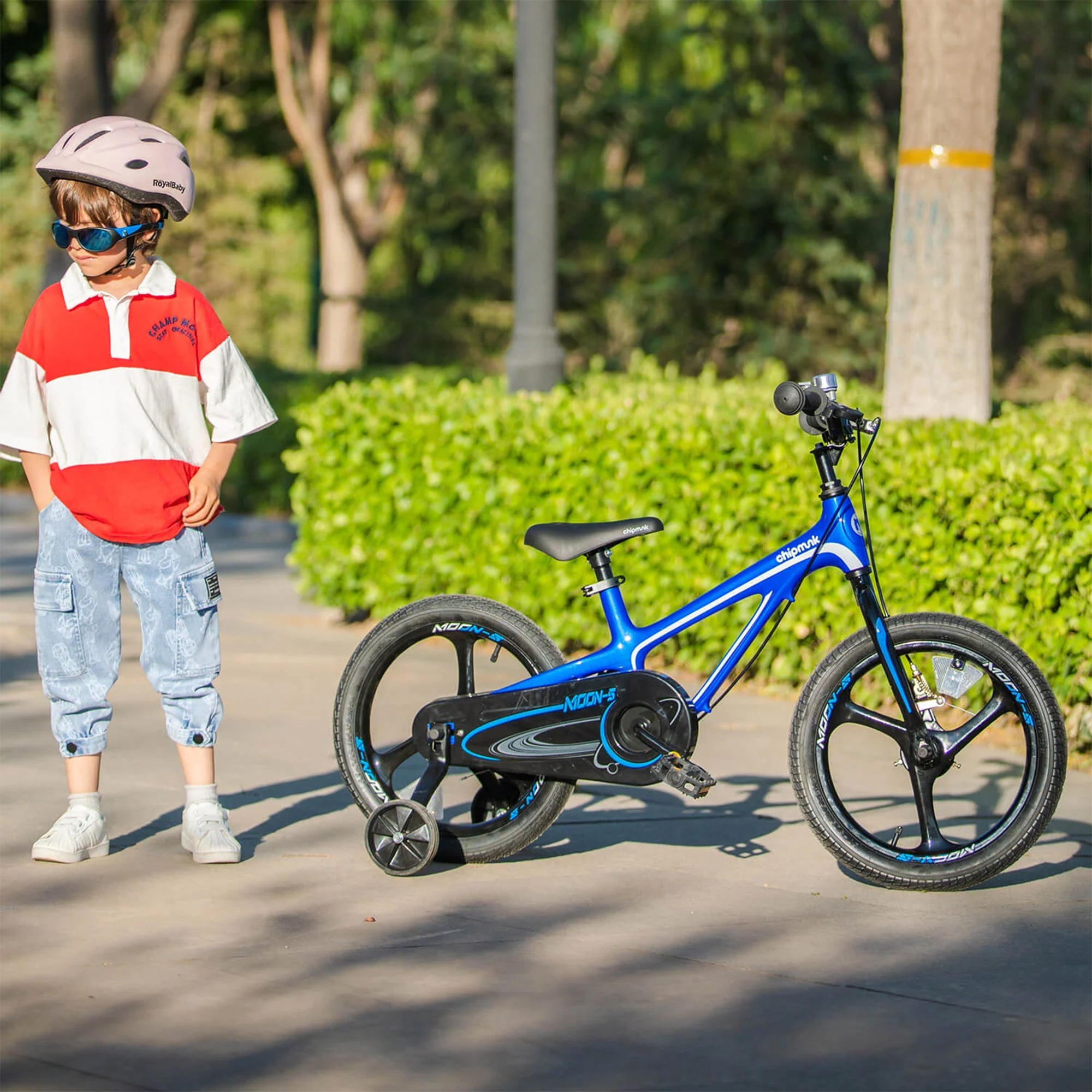 RoyalBaby Moon-5 16" Kids Bicycle w/Training Wheels & Kickstand, Blue (Used) - VMInnovations