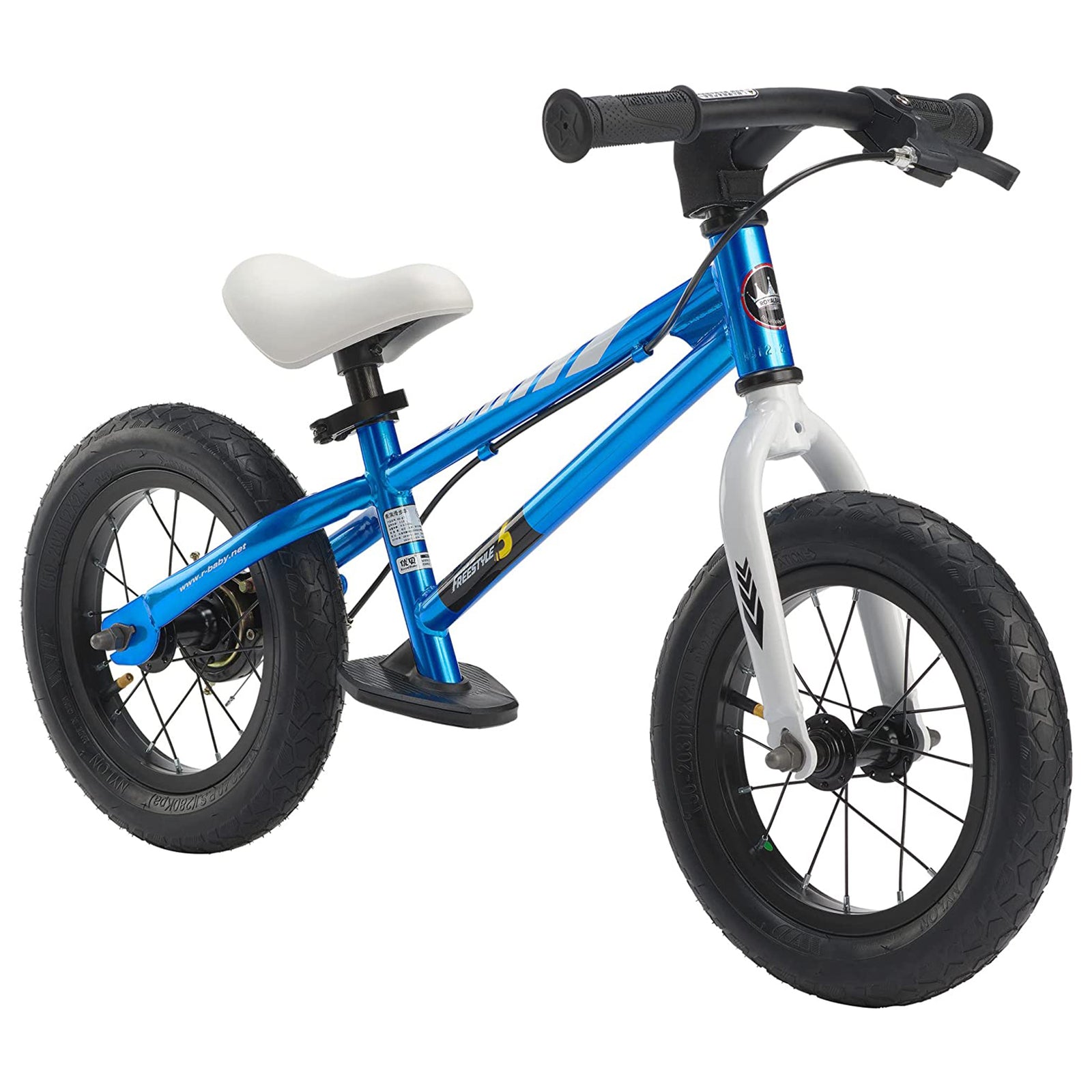 RoyalBaby Freestyle 12" Balance Bike with Handbrakes for Kids Ages 2 to 5, Blue - VMInnovations