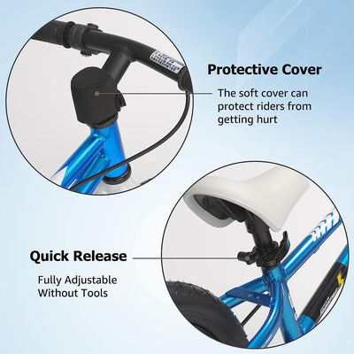 RoyalBaby Freestyle 12" Balance Bike with Handbrakes for Ages 2-5, Blue (Used) - VMInnovations