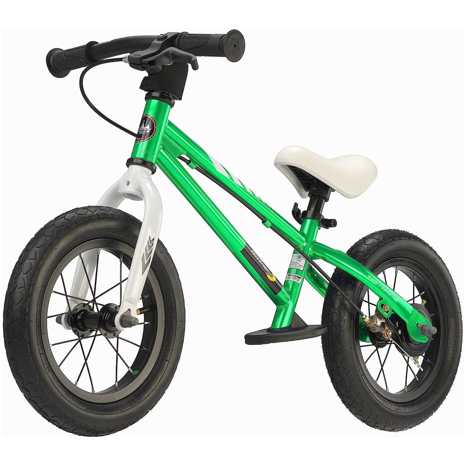RoyalBaby Freestyle 12" Balance Bike with Handbrakes for Kids Ages 2 to 5, Green - VMInnovations