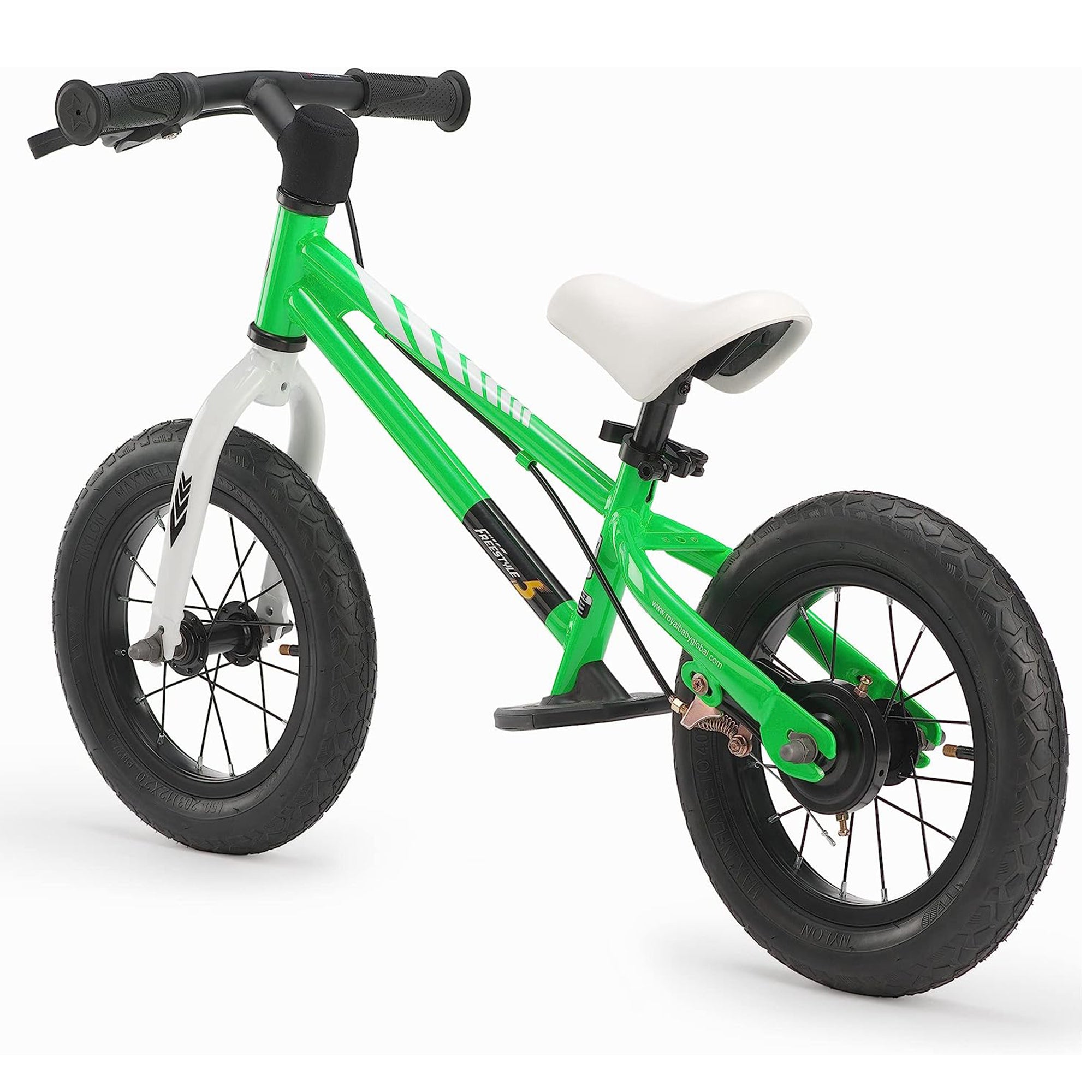 RoyalBaby Freestyle 12" Balance Bike with Handbrakes for Kids Ages 2 to 5, Green - VMInnovations