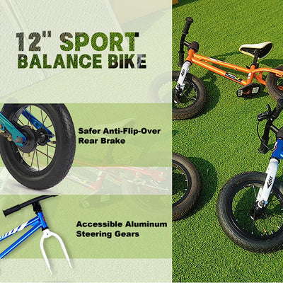 RoyalBaby Freestyle 12" Balance Bike with Handbrakes for Kids Ages 2 to 5, Green - VMInnovations
