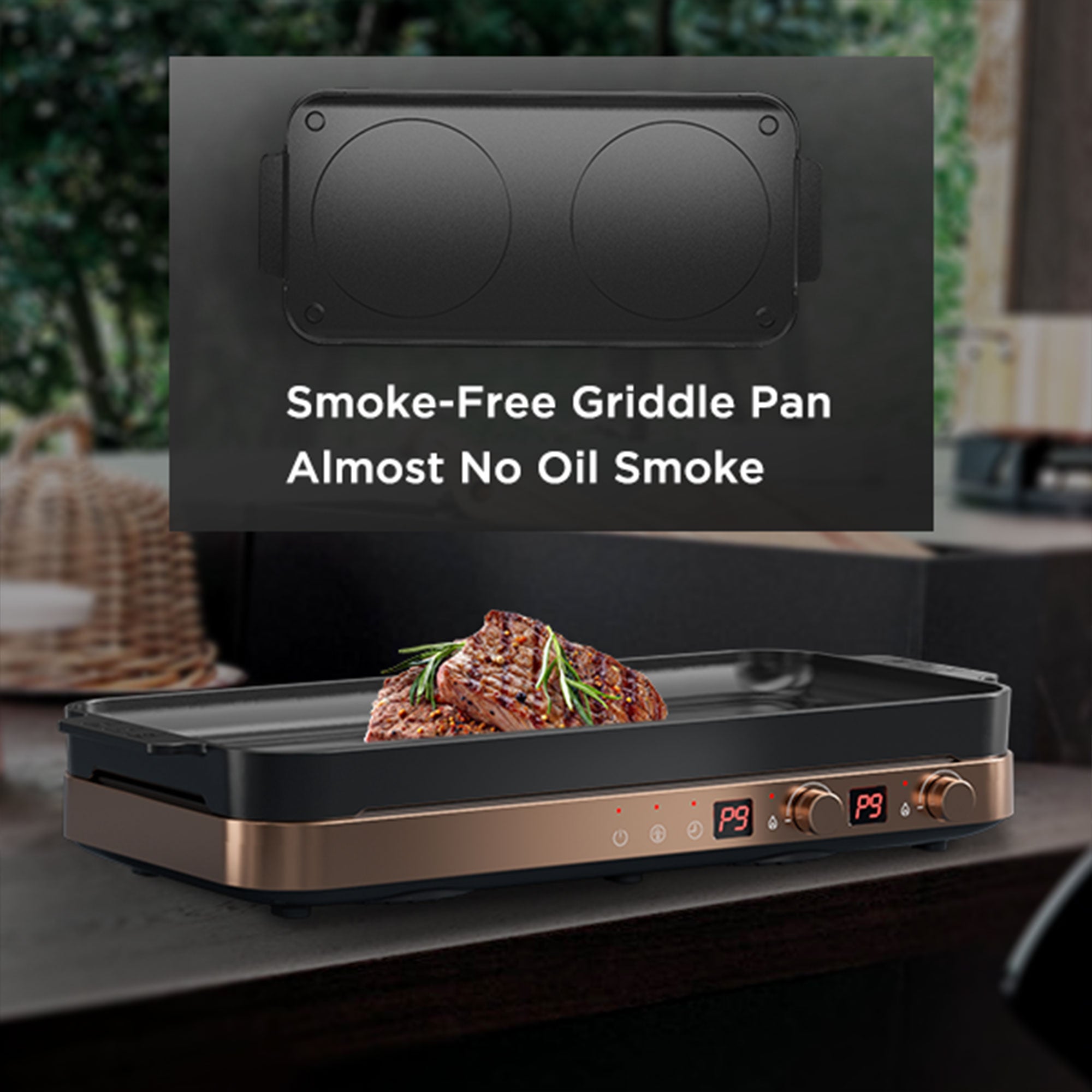 COOKTRON Portable Cooktop Electric Stove &Cast Iron Griddle, Rose Gold (Used) - VMInnovations