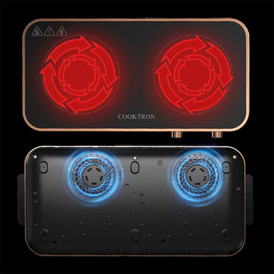 COOKTRON Portable Cooktop Electric Stove &Cast Iron Griddle, Rose Gold (Used) - VMInnovations