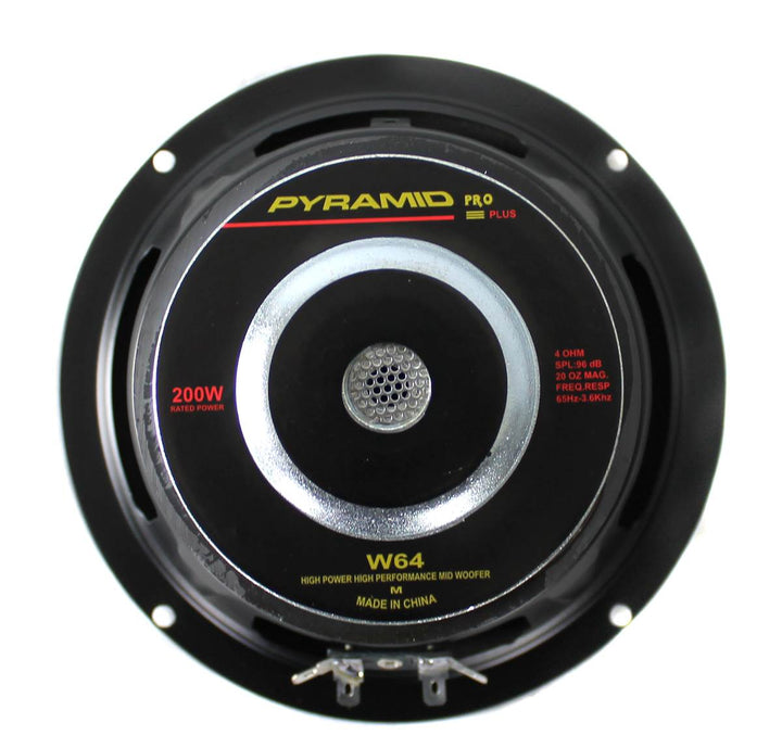 Pyramid W64 6.5 Inch 200 Watt Car Audio Midrange/Mid Bass Poly Woofer Speaker