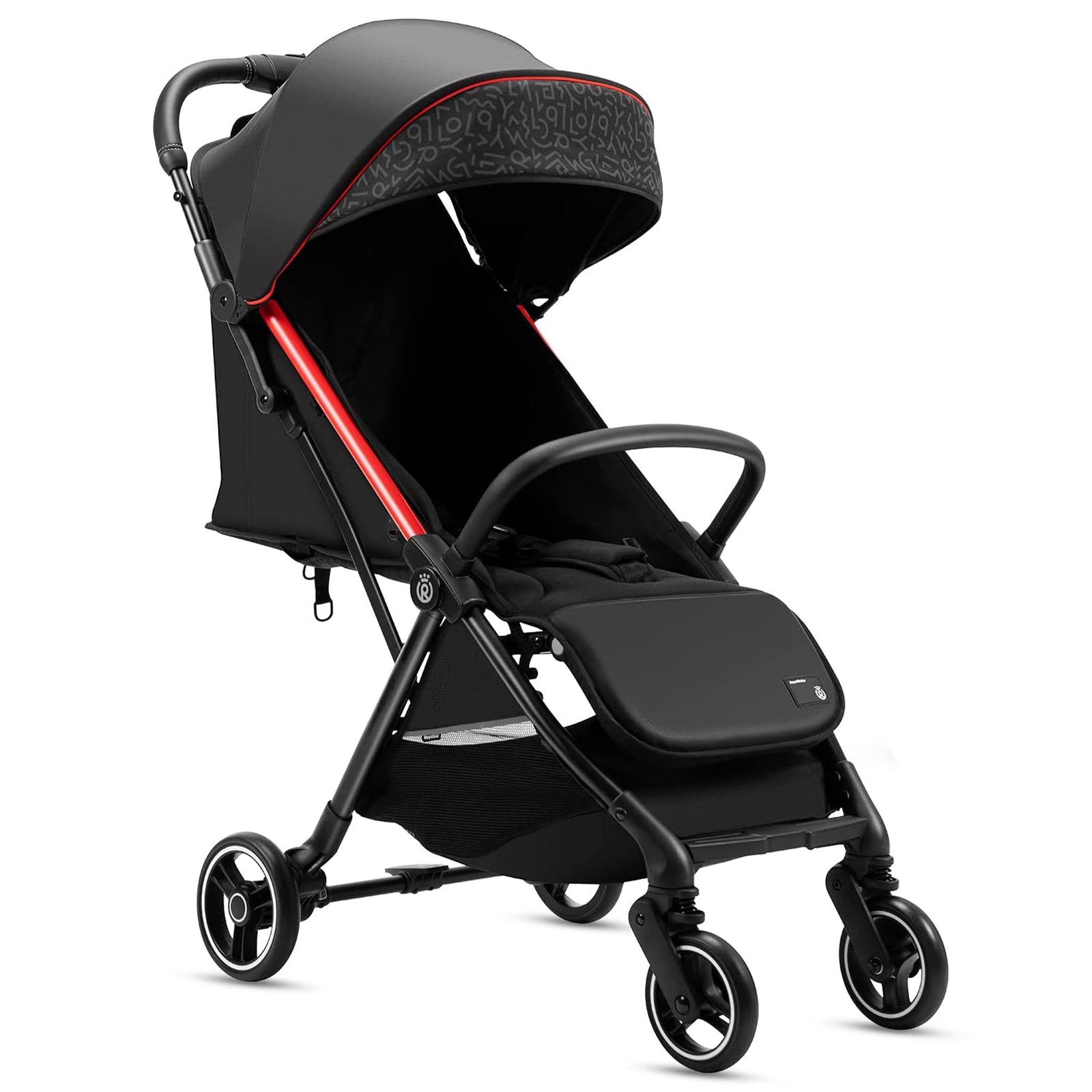 RoyalBaby 360 Seat Compact Fold Portable Travel Stroller, Black/Red (Open Box) - VMInnovations