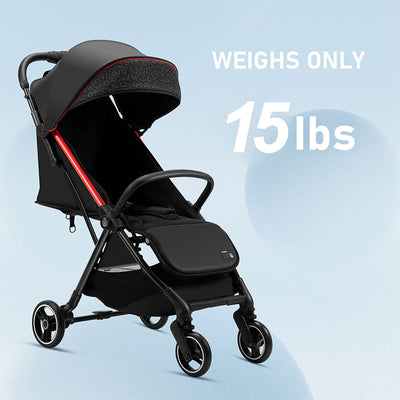 RoyalBaby 360 Classic Seat Compact Fold Portable Travel Stroller, Black/Red