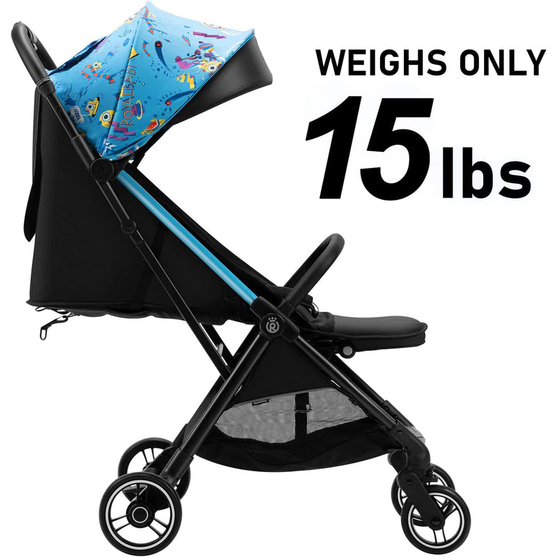 RoyalBaby 360 Classic Seat Compact Fold Portable Stroller, Black/Blue (Open Box)