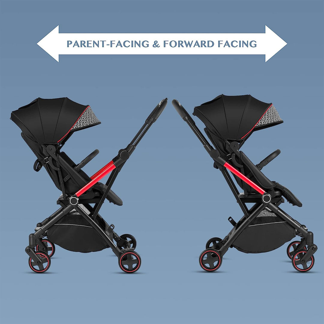 RoyalBaby 360 Reversible Seat Compact Portable Travel Stroller, Black/Red (Used) - VMInnovations