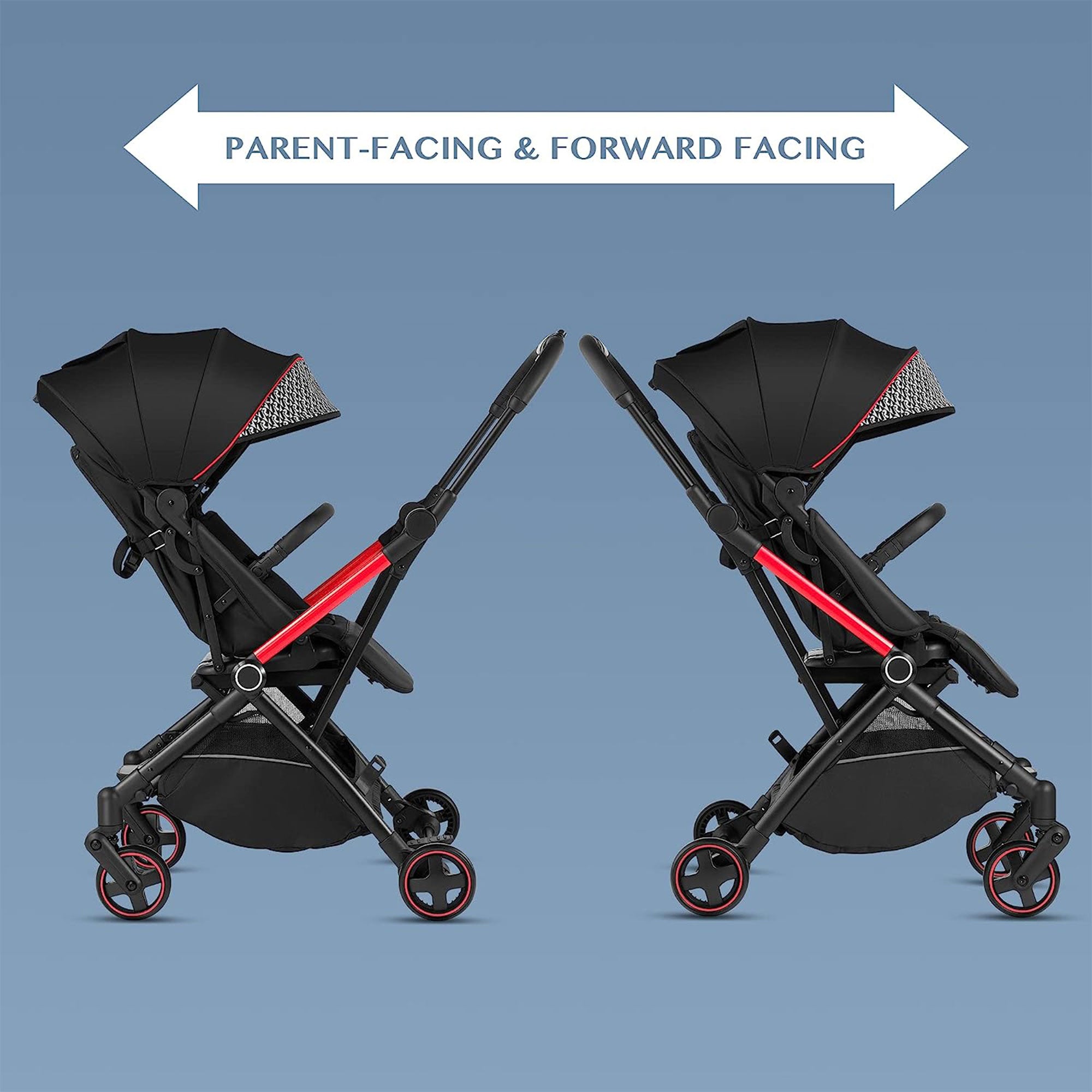 RoyalBaby 360 Reversible Seat Compact Portable Travel Stroller, Black/Red (Used) - VMInnovations