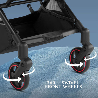 RoyalBaby 360 Reversible Seat Compact Fold Portable Stroller,Black/Red(Open Box) - VMInnovations