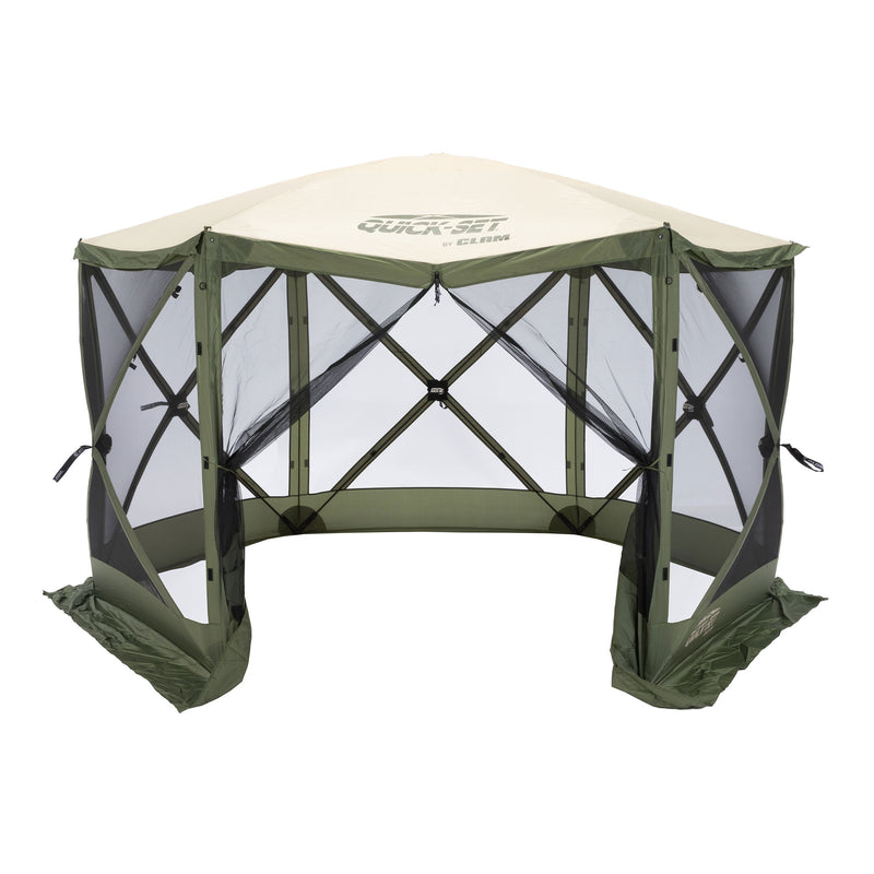 CLAM Quick-Set Escape 11.5 x 11.5 Ft Portable Outdoor Canopy Shelter, Green/Tan