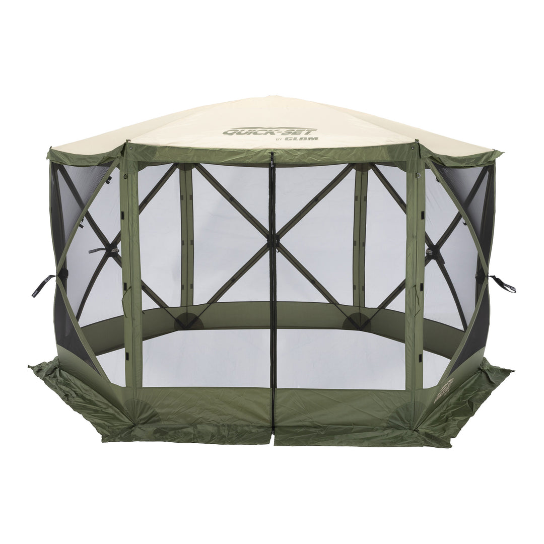 CLAM Quick-Set Escape 11.5 x 11.5 Ft Portable Canopy Shelter,Green/Tan(Open Box) - VMInnovations