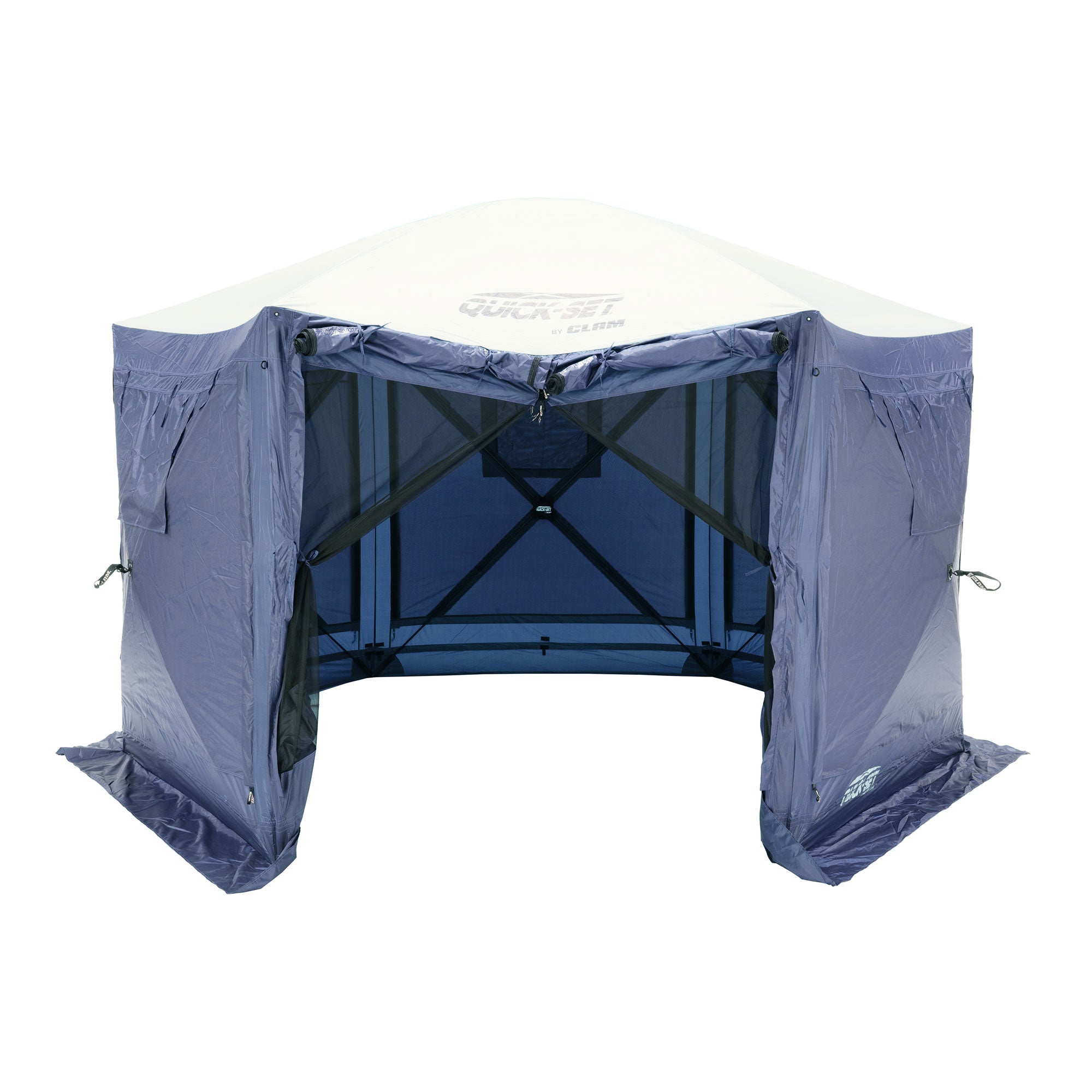 CLAM Quick-Set Pavilion 12.5 x 12.5 Ft Portable Canopy Shelter, Blue (Used) - VMInnovations