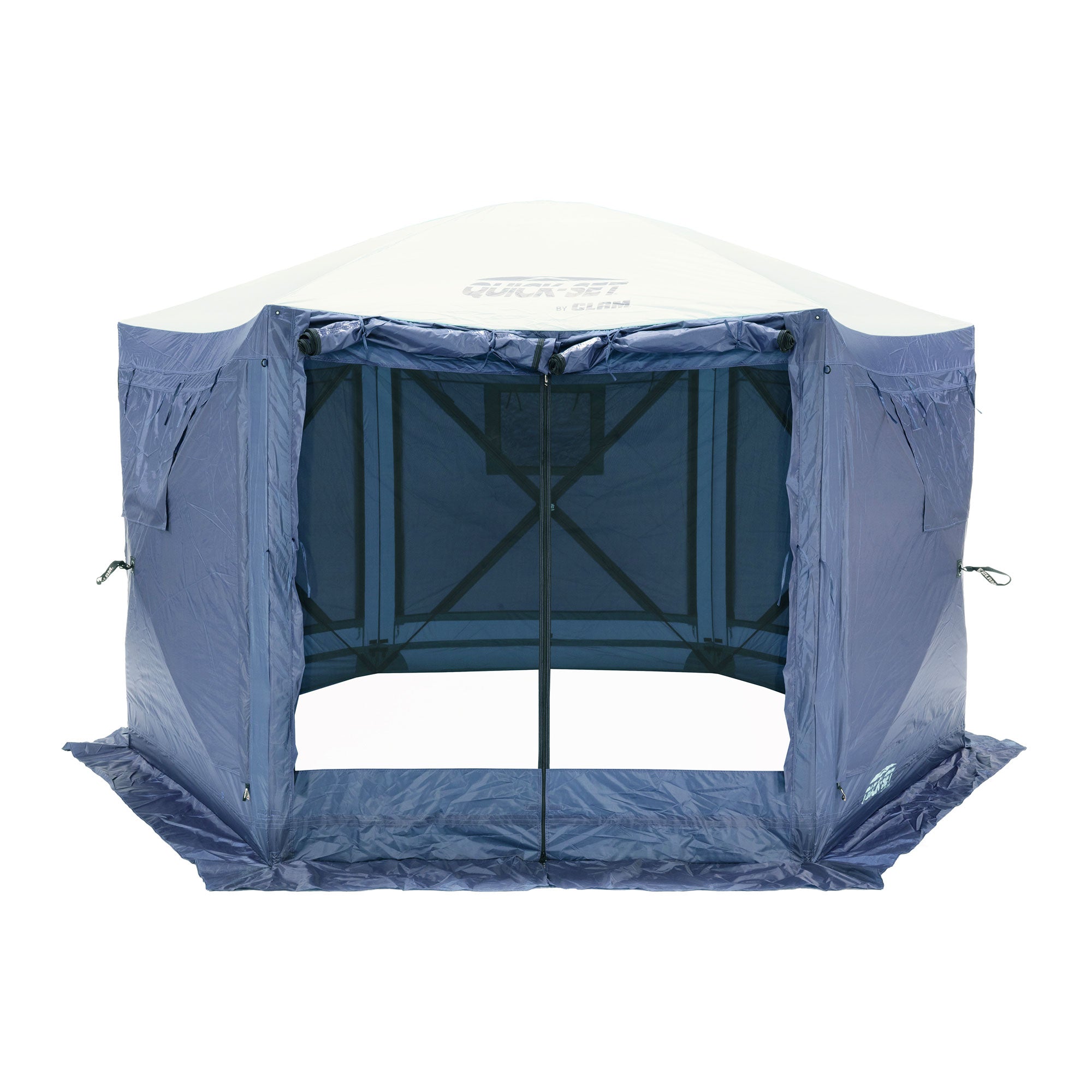 CLAM Quick-Set Pavilion 12.5 x 12.5 Ft Portable Canopy Shelter, Blue (Used)