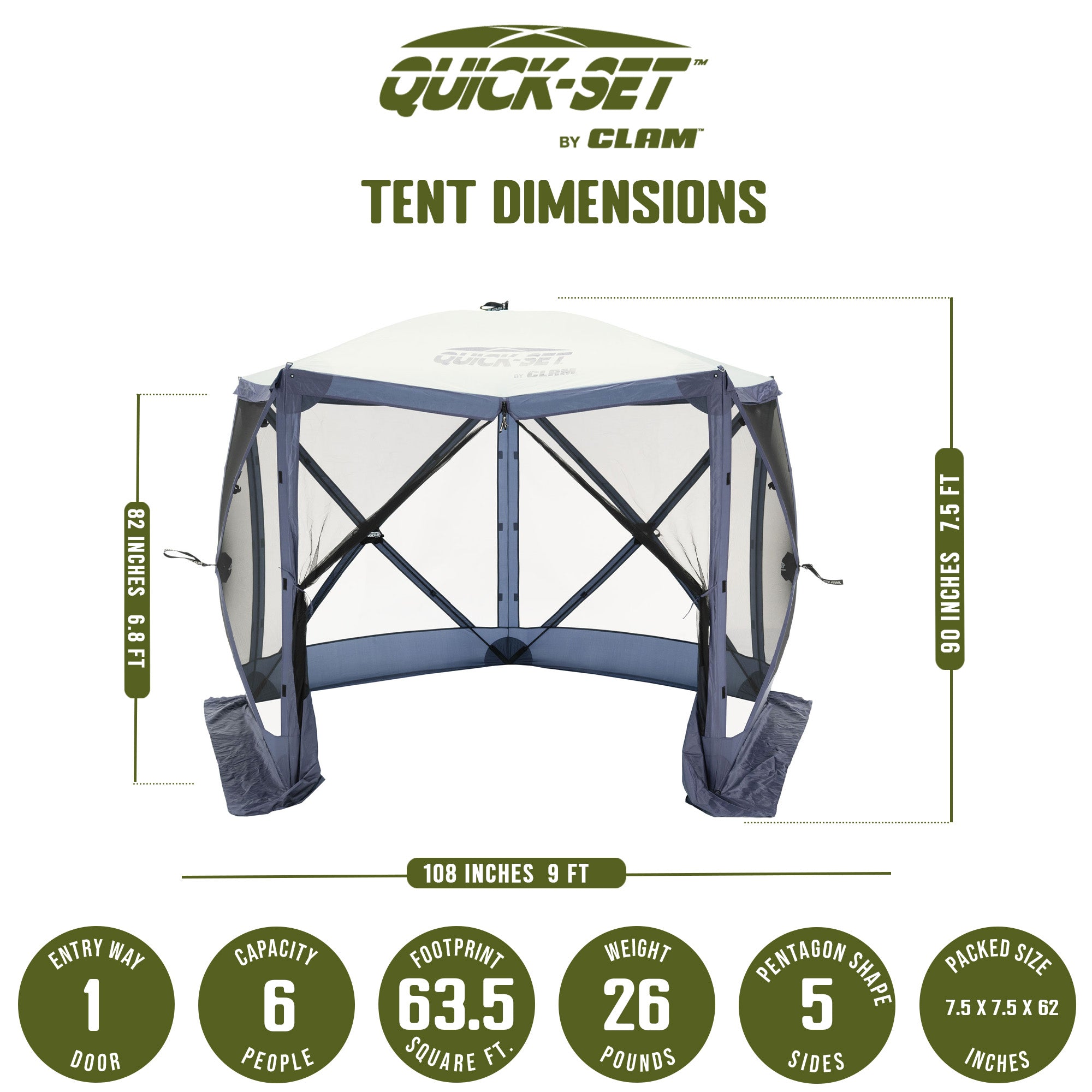 CLAM Quick-Set 9 x 9 Ft Portable Outdoor Camping Canopy Shelter, Blue (Used) - VMInnovations