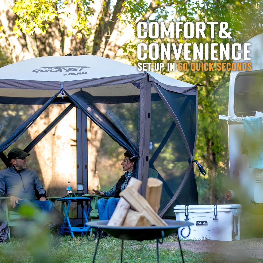 CLAM Quick-Set 9 x 9 Ft Portable Outdoor Camping Canopy Shelter, Blue (Used) - VMInnovations