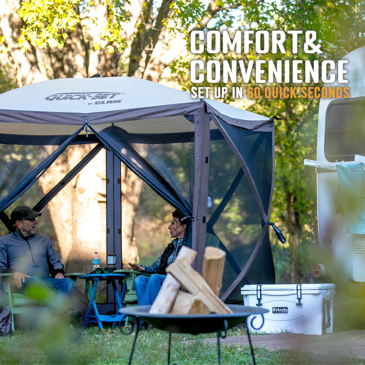 CLAM Quick Set Venture Canopy, Blue + Clam Quick Set Screen Hub Tent (2 Pack) - VMInnovations