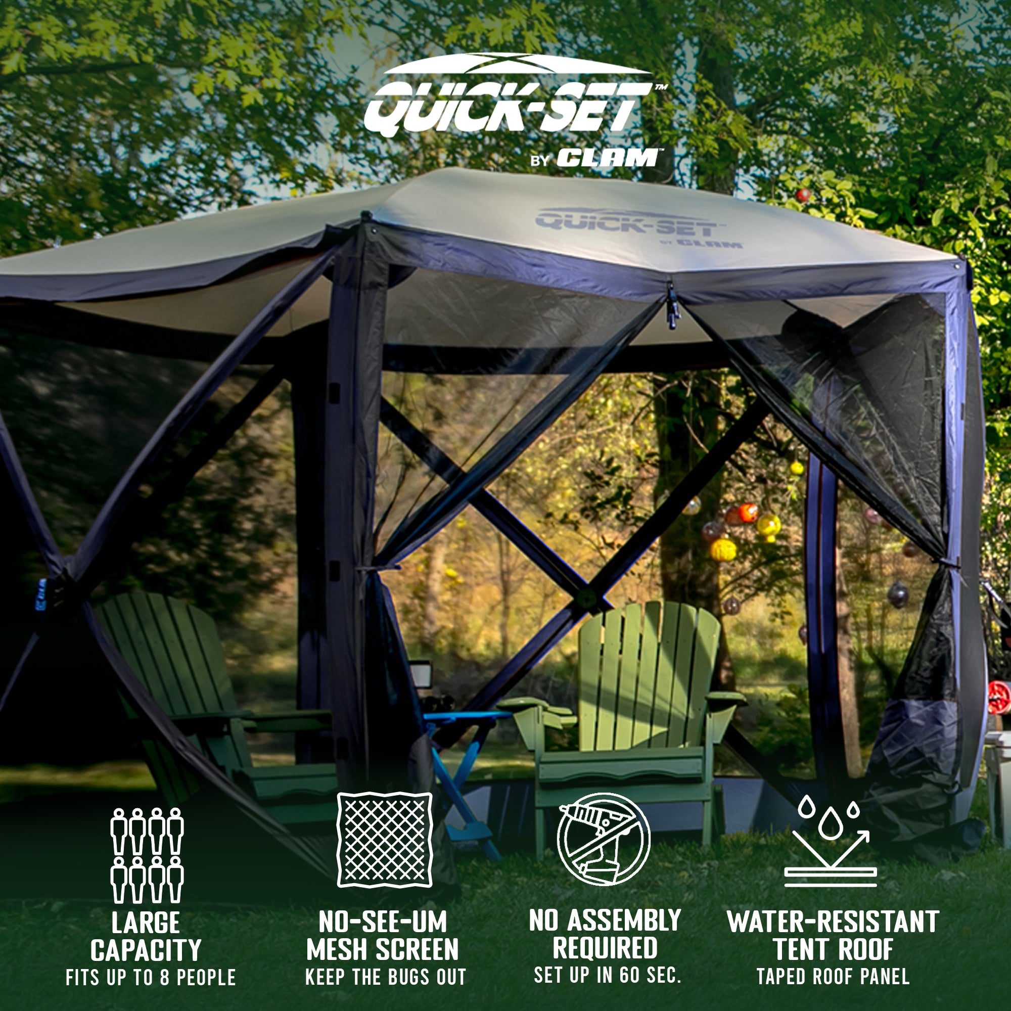 CLAM Quick-Set Venture 9x9Ft Portable Camping Canopy Shelter, Blue (Open Box) - VMInnovations