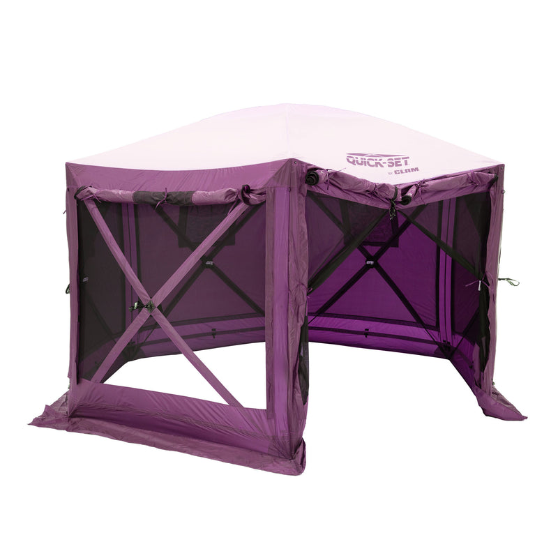 CLAM Quick-Set Pavilion 12.5 x 12.5 Ft Portable Outdoor Canopy, Plum (Used)