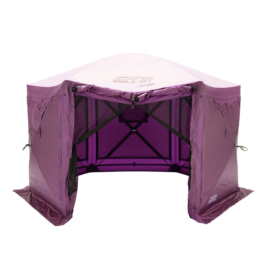 CLAM Quick-Set Pavilion 12.5 x 12.5 Ft Portable Outdoor Canopy , Plum (Open Box)