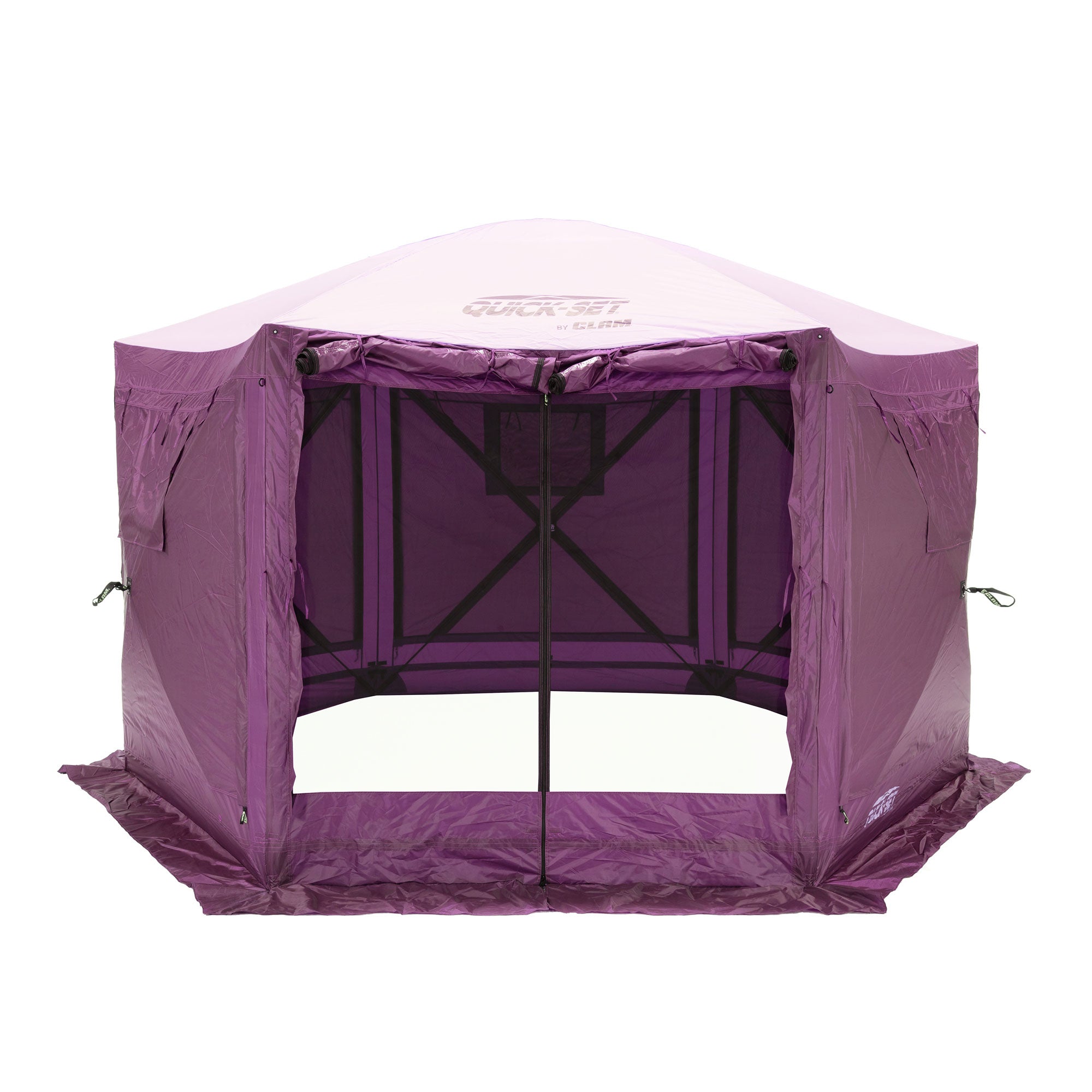 CLAM Quick-Set Pavilion 12.5 x 12.5 Ft Portable Outdoor Canopy, Plum (Used) - VMInnovations