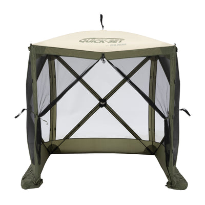 CLAM Quick-Set Traveler 6x6Ft Outdoor 4 Sided Canopy Shelter, Green/Tan (Used) - VMInnovations