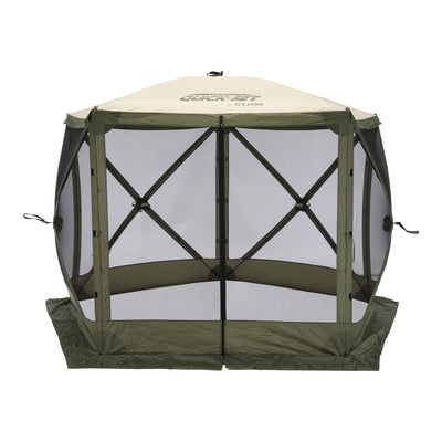 CLAM Quick-Set Venture 9x9 Ft Portable Outdoor Camping Canopy, Green/Tan (Used) - VMInnovations