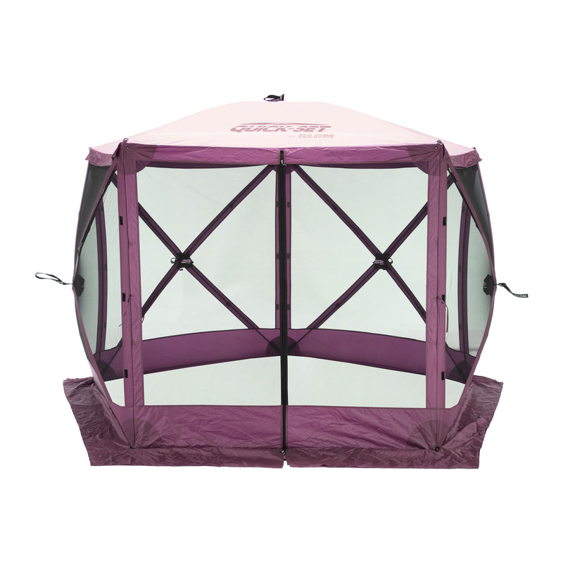 CLAM Quick-Set Venture 9x9 Ft Portable Outdoor Camping Canopy Shelter, Plum