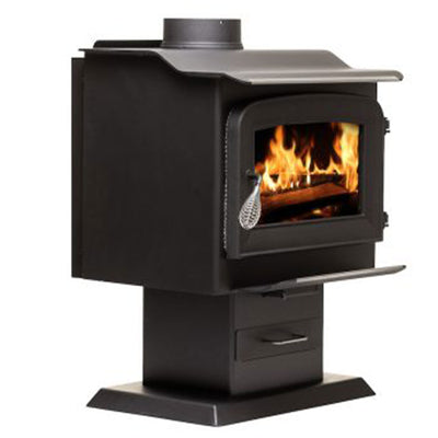 Ashley Hearth Products 1,200 Square Feet 68,000 BTUs Pedestal Wood Stove, Black - VMInnovations