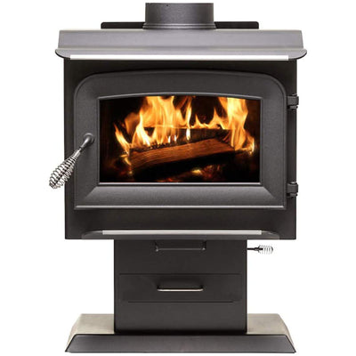 Ashley Hearth Products 1,200 Square Feet 68,000 BTUs Pedestal Wood Stove, Black - VMInnovations