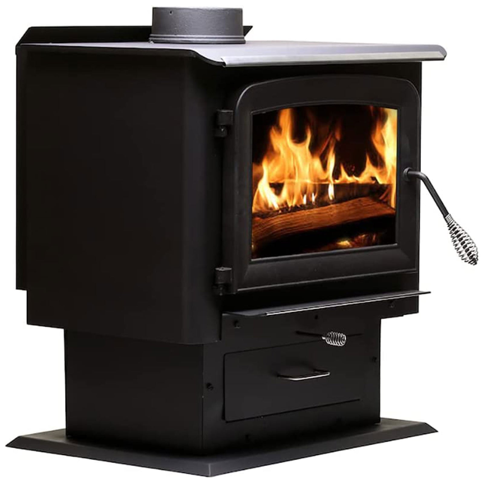 Ashley Hearth Products 2,000 Square Feet 89,000 BTUs Pedestal Wood Stove, Black - VMInnovations