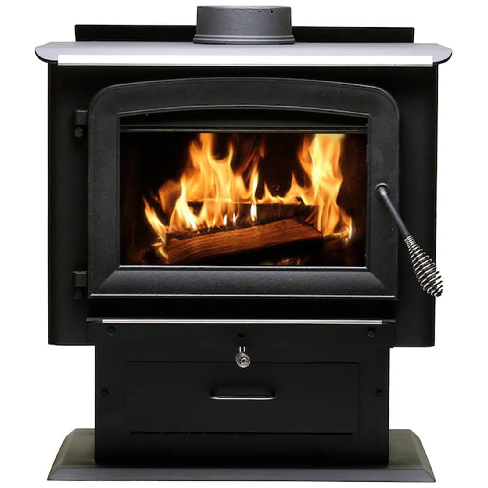 Ashley Hearth Products 2,000 Square Feet 89,000 BTUs Pedestal Wood Stove, Black - VMInnovations