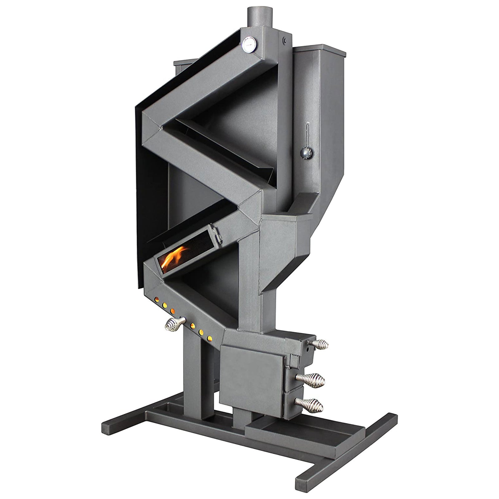 US Stove 60 Pound Wiseway Hopper Alloy Steel Non Electric Pellet Stove, Black - VMInnovations