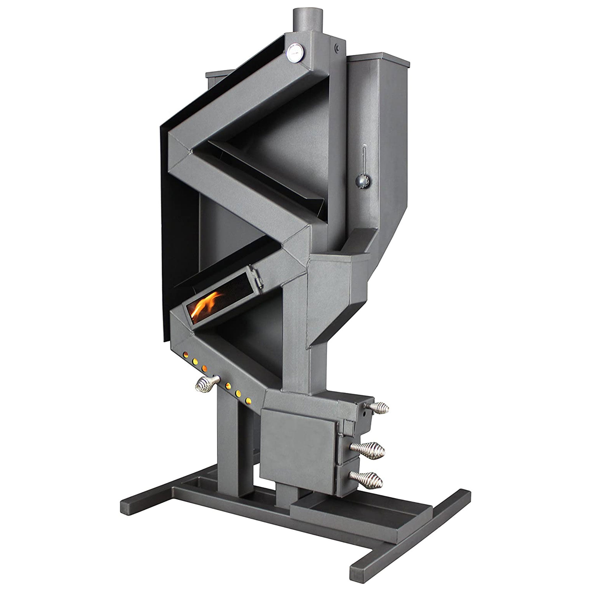 US Stove 60 Pound Wiseway Hopper Alloy Steel Non Electric Pellet Stove, Black - VMInnovations